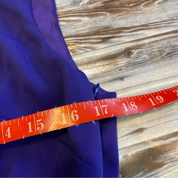 Milly Mishka Ruched Sleeveless Jersey Sheath Midi Dress Blue Purple Sz 14 - Picture 12 of 13